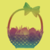 Easter basket on yellow background
