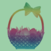 Easter basket on green background