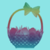 Easter basket on blue background
