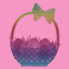 Easter basket on pink background