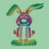 Easter bunny on green background