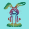 Easter bunny on blue background