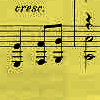 Yellow musical otes background